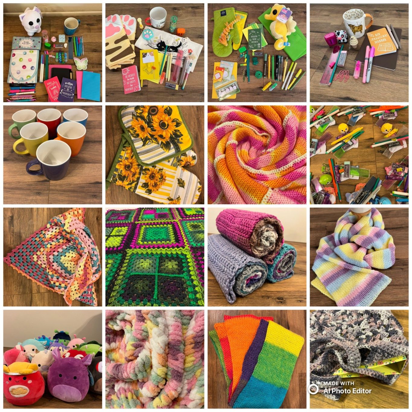 Bundles of TLC blankets shawls scarf mugs squishmallows stationery bundles